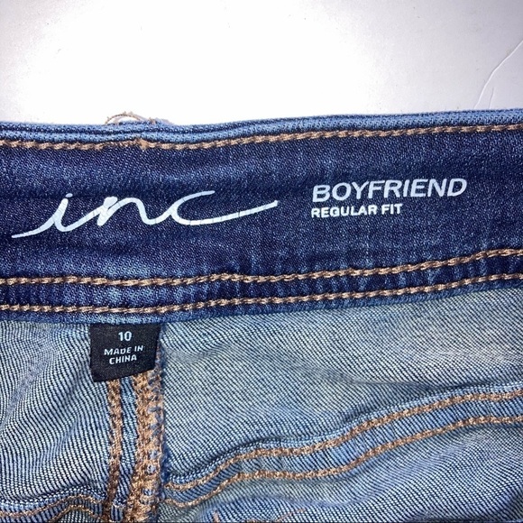 Inc Boyfriend Distress Crystal Crop Womens Jeans 10 Blue - Picture 11 of 12